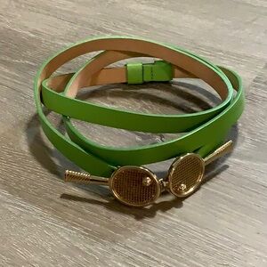 Kate Spade tennis racket Green and Gold adjustable Leather Belt